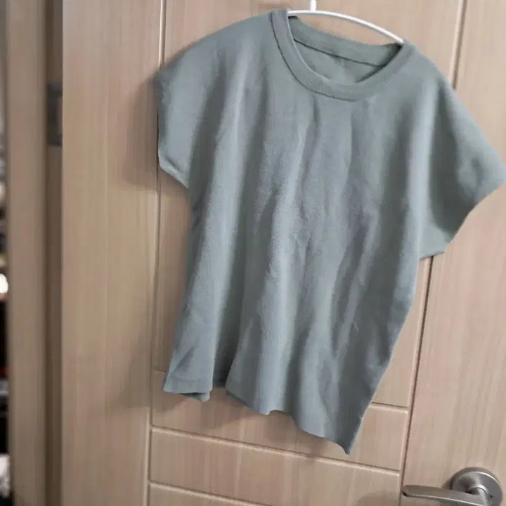 [BUNJANG] Mint Short Sleeve Knit T-Shirt / 민트색 반팔 니트 티셔츠
