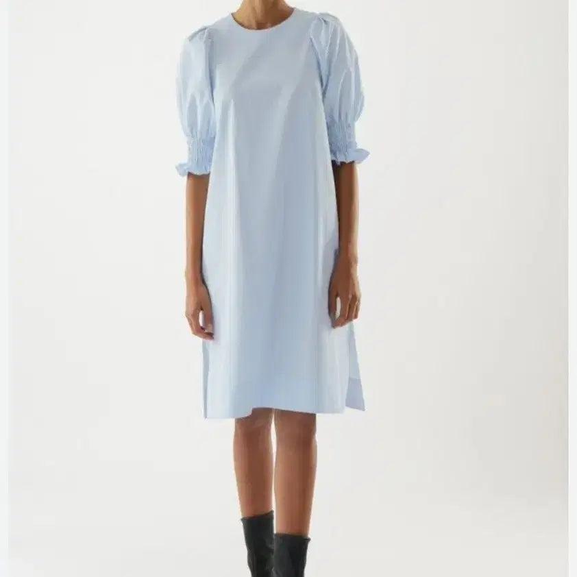 [BUNJANG] COS Puff Sleeve Blue Midi Dress / COS 코스 퍼프 슬리브 블루 원피스