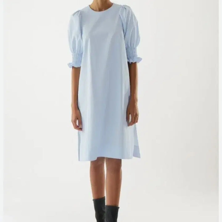 [BUNJANG] COS Puff Sleeve Blue Midi Dress / COS 코스 퍼프 슬리브 블루 원피스