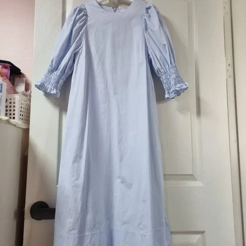 [BUNJANG] COS Puff Sleeve Blue Midi Dress / COS 코스 퍼프 슬리브 블루 원피스