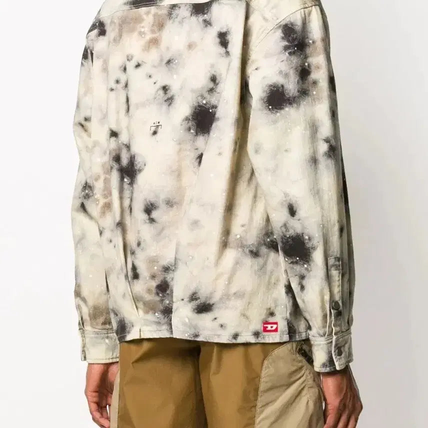 [BUNJANG] A-COLD-WALL* x Diesel Tag Satin Print Twill Overshirt Jacket - Brown / 어콜드월 X 디젤 콜라보 태그사틴 프린트 트윌 오버셔츠자켓 브라운 L