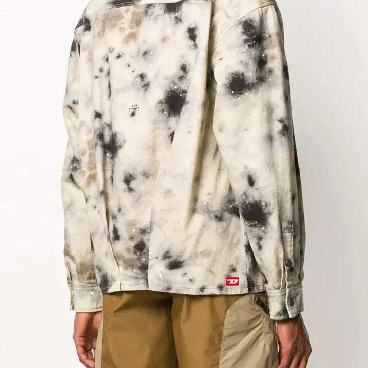 [BUNJANG] A-COLD-WALL* x Diesel Tag Satin Print Twill Overshirt Jacket - Brown / 어콜드월 X 디젤 콜라보 태그사틴 프린트 트윌 오버셔츠자켓 브라운 L