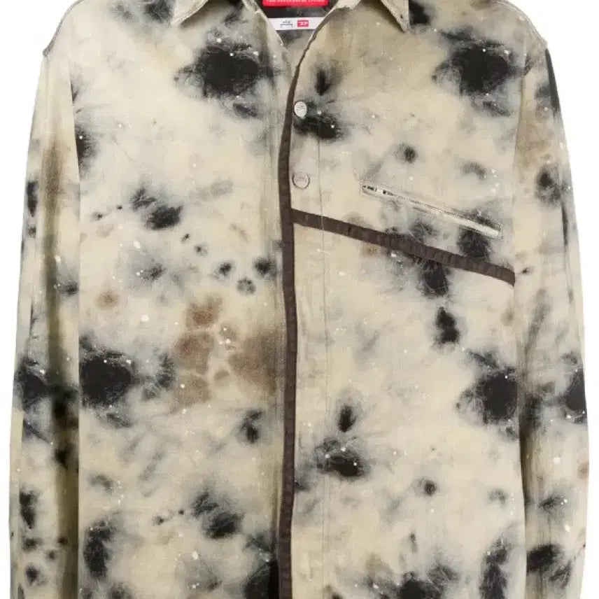 [BUNJANG] A-COLD-WALL* x Diesel Tag Satin Print Twill Overshirt Jacket - Brown / 어콜드월 X 디젤 콜라보 태그사틴 프린트 트윌 오버셔츠자켓 브라운 L