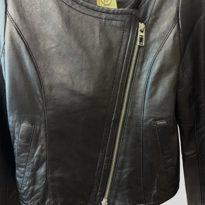 [BUNJANG] Royal Party Lambskin Crop Jacket / 로얄 파티 리얼 양가죽 크롭 자켓