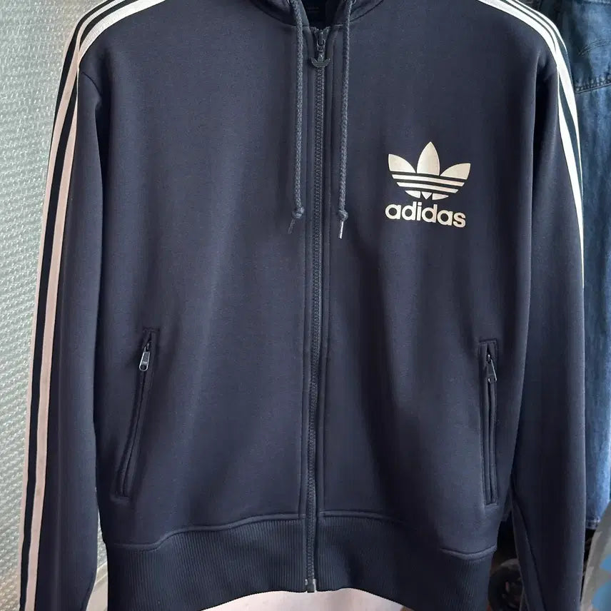 [BUNJANG] Adidas 2005 Original Hooded Flock Track Top Navy XL / 05년산 오리지널 아디다스 후디드 플락 트랙탑 네이비