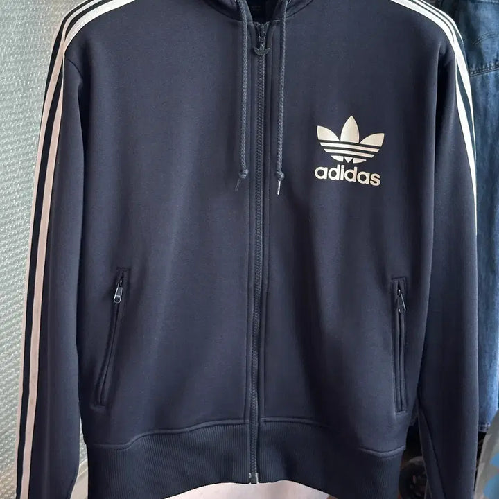 [BUNJANG] Adidas 2005 Original Hooded Flock Track Top Navy XL / 05년산 오리지널 아디다스 후디드 플락 트랙탑 네이비