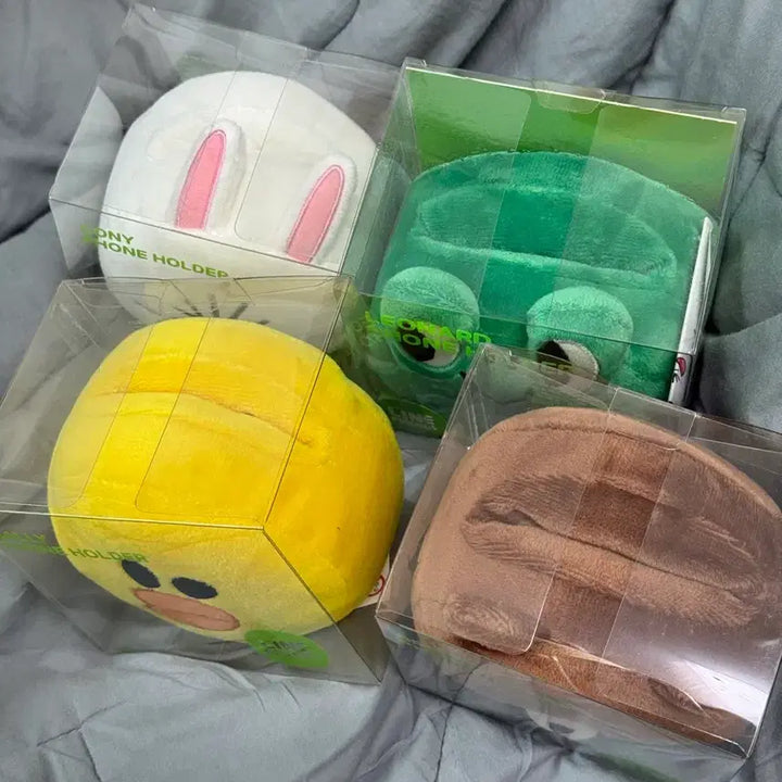 [BUNJANG] Line Friends Phone Holder Plush Set (Cony, Leonard, Sally, Brown) - Sealed / (미개봉) 라인프렌즈 폰 홀더 인형 세트 (코니,레너드,샐리,브라운)