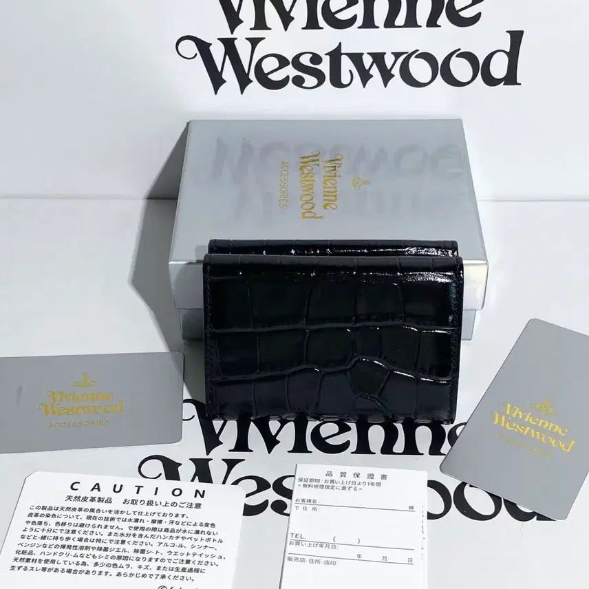 [BUNJANG] Vivienne Westwood Crocodile Leather Wallet / 비비안웨스트우드 지갑 블랙  악어가죽  은장