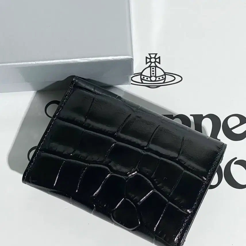 [BUNJANG] Vivienne Westwood Crocodile Leather Wallet / 비비안웨스트우드 지갑 블랙  악어가죽  은장