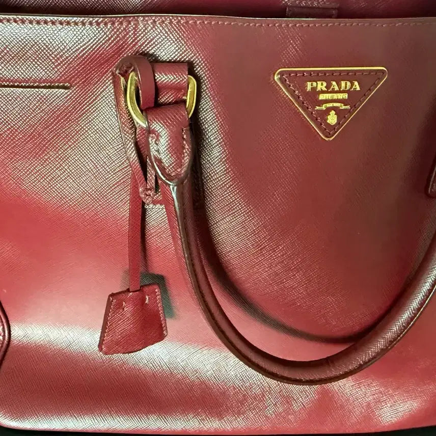 [BUNJANG] Prada Saffiano Leather Tote Bag / 프라다 사피아노 가죽 토트백 버건디 정품
