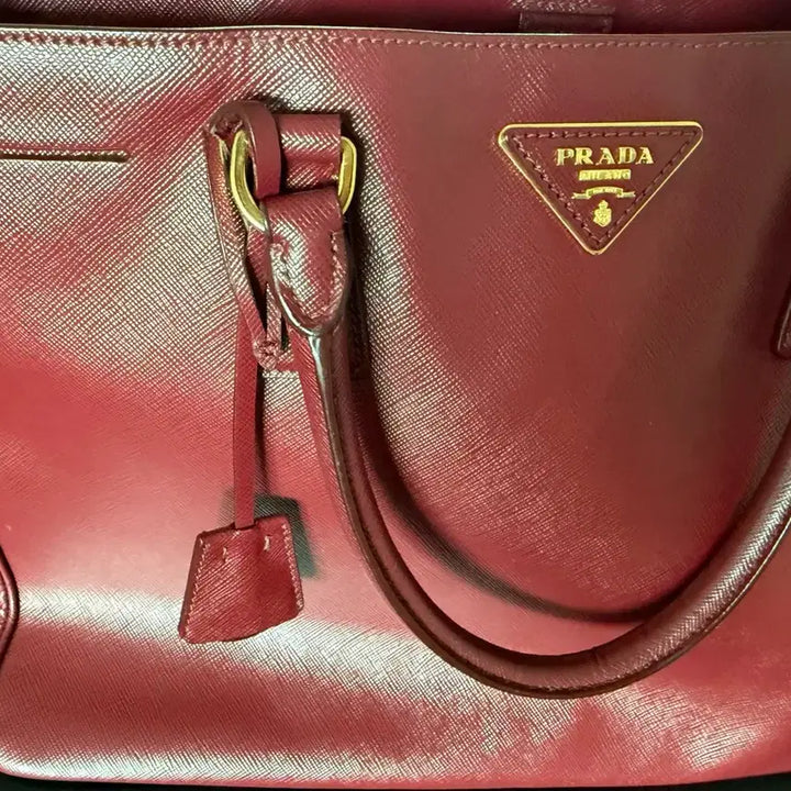 [BUNJANG] Prada Saffiano Leather Tote Bag / 프라다 사피아노 가죽 토트백 버건디 정품