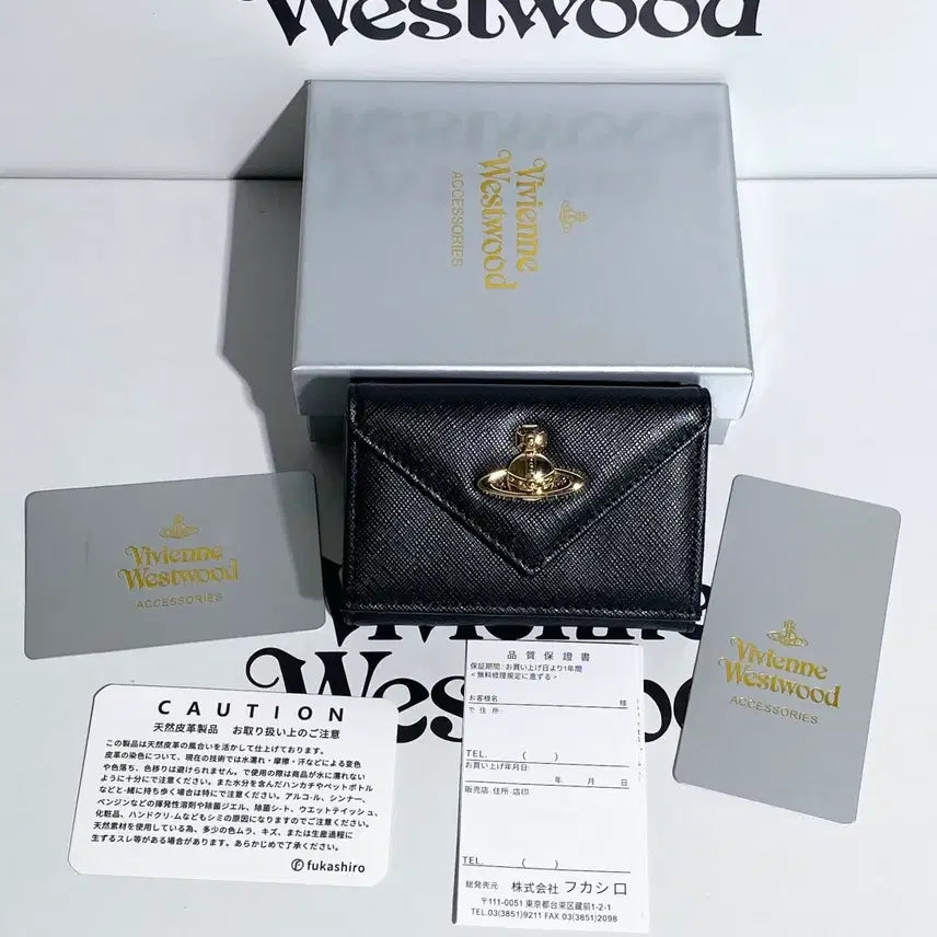 [BUNJANG] Vivienne Westwood Wallet Black Gold Emblem / 비비안웨스트우드 지갑 블랙 금장