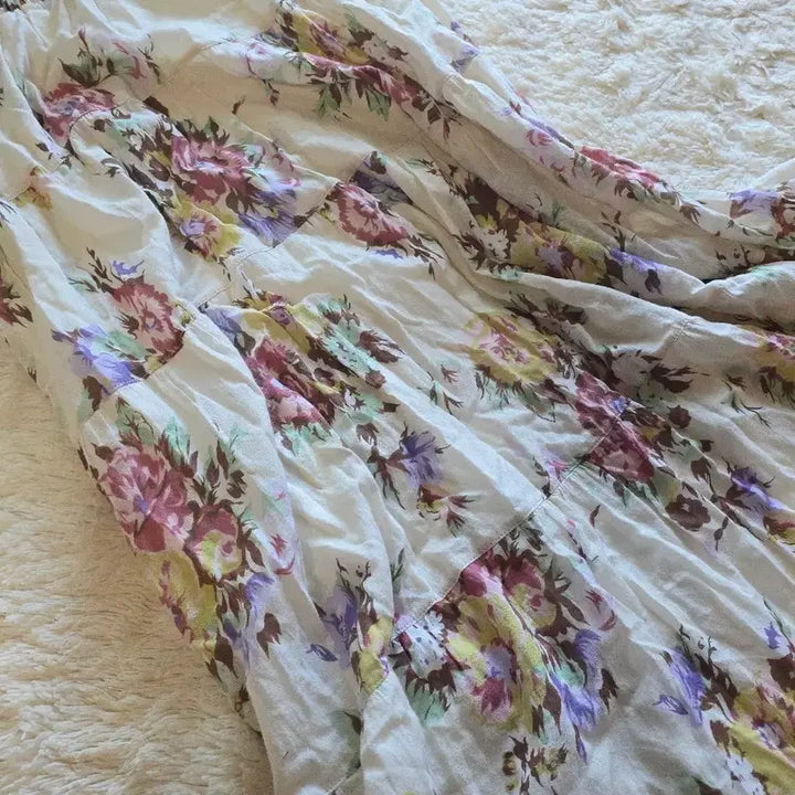 [BUNJANG] Vintage Mori Girl Floral Pattern Long Skirt / 빈티지 모리걸 플라워 패턴 롱 스커트