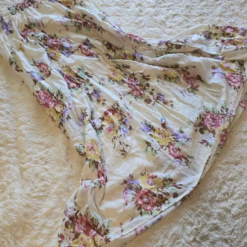 [BUNJANG] Vintage Mori Girl Floral Pattern Long Skirt / 빈티지 모리걸 플라워 패턴 롱 스커트