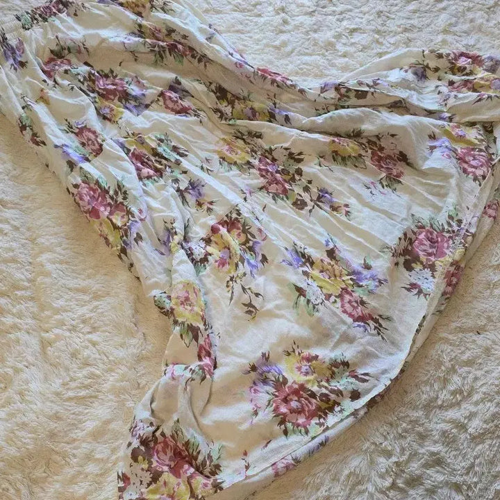 [BUNJANG] Vintage Mori Girl Floral Pattern Long Skirt / 빈티지 모리걸 플라워 패턴 롱 스커트