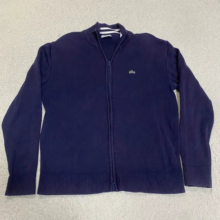 [BUNJANG] Lacoste Navy Knit Zip-Up Cardigan 100 / 라코스테 네이비 니트 집업 가디건 100