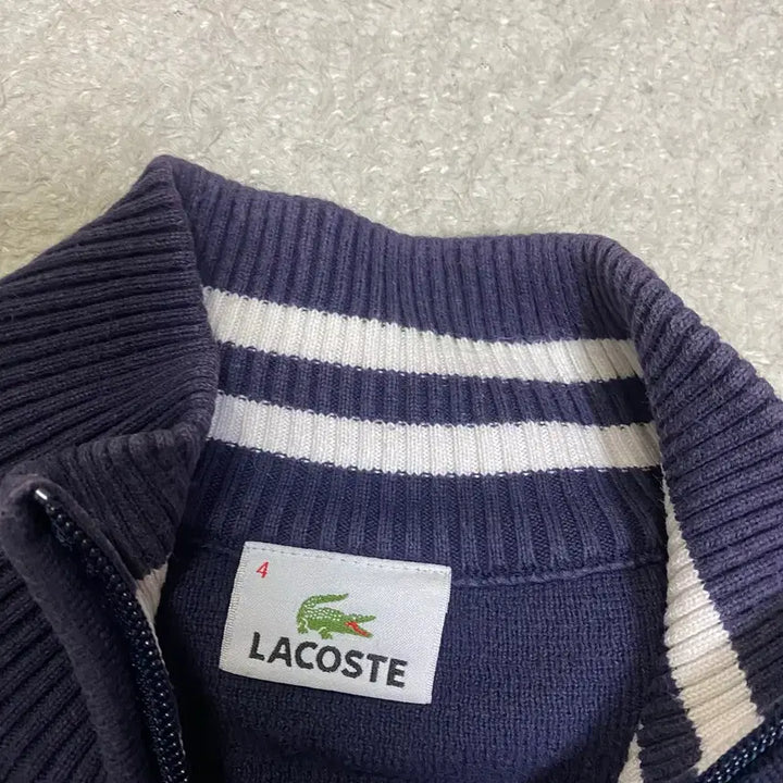 [BUNJANG] Lacoste Navy Knit Zip-Up Cardigan 100 / 라코스테 네이비 니트 집업 가디건 100