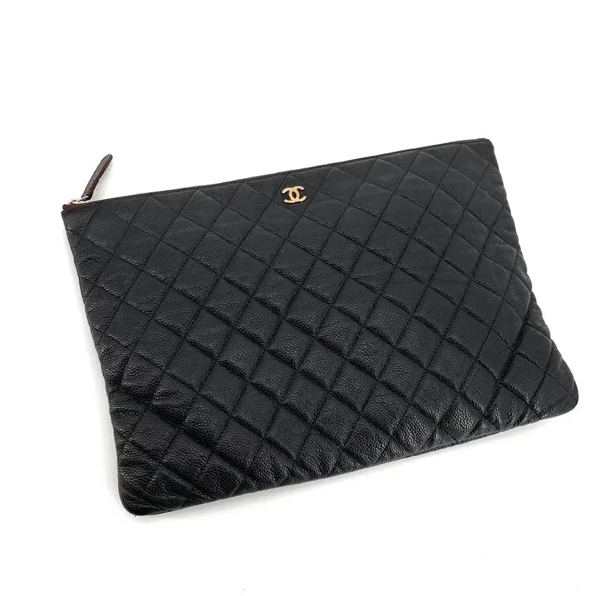 [BUNJANG] Chanel Classic Caviar Gold Hardware Clutch Large / 샤넬 클래식 캐비어 금장 클러치 라지