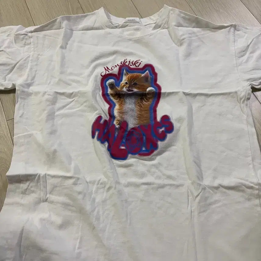 [BUNJANG] Cat Printing T-Shirt / 아깽이 고양이 프린팅 흰색 티셔츠