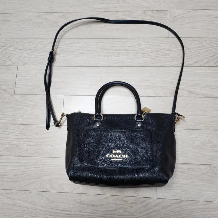 [BUNJANG] Coach Black Leather Tote Bag Crossbody Bag / 코치 블랙 레더 토트백 크로스백