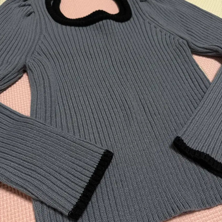[BUNJANG] Square Neck Knit Top / 배색 스퀘어넥 니트 (착샷O)