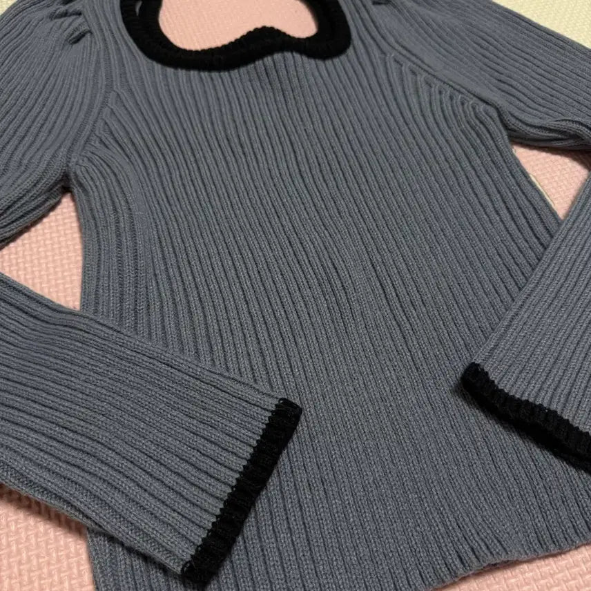 [BUNJANG] Square Neck Knit Top / 배색 스퀘어넥 니트 (착샷O)