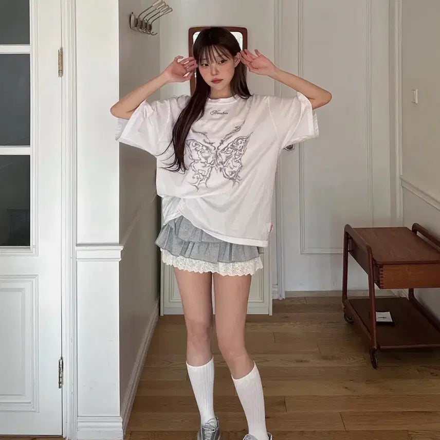 [BUNJANG] Newerlin Bubble Cancan Lace Mini Skirt / 뉴얼린 Bubble cancan레이스 미니스커트 캉캉 프릴치마 그레이 S