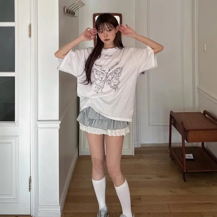[BUNJANG] Newerlin Bubble Cancan Lace Mini Skirt / 뉴얼린 Bubble cancan레이스 미니스커트 캉캉 프릴치마 그레이 S