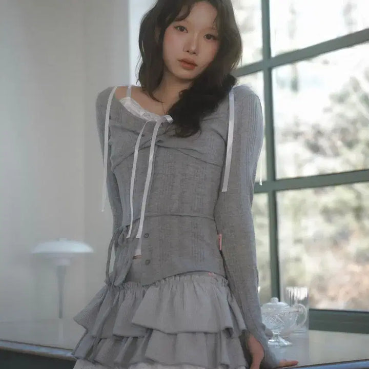 [BUNJANG] Newerlin Bubble Cancan Lace Mini Skirt / 뉴얼린 Bubble cancan레이스 미니스커트 캉캉 프릴치마 그레이 S