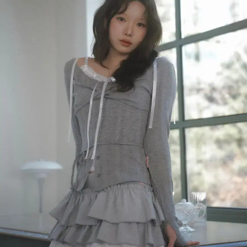 [BUNJANG] Newerlin Bubble Cancan Lace Mini Skirt / 뉴얼린 Bubble cancan레이스 미니스커트 캉캉 프릴치마 그레이 S