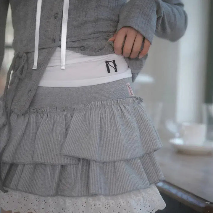 [BUNJANG] Newerlin Bubble Cancan Lace Mini Skirt / 뉴얼린 Bubble cancan레이스 미니스커트 캉캉 프릴치마 그레이 S