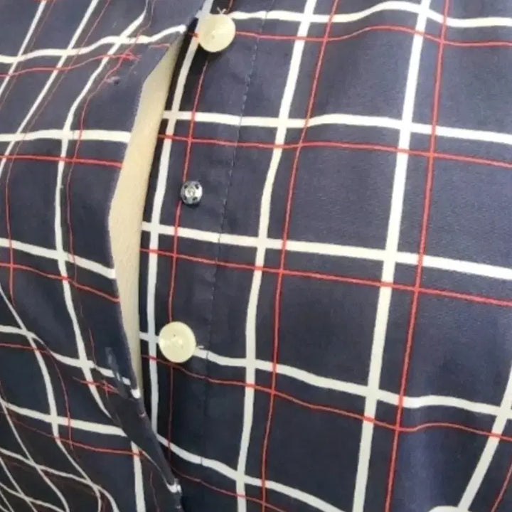 [BUNJANG] Greenjoy Navy Check 7-Sleeve Shirt Size 95 / 그린조이 네이비 체크 셔츠  95사이즈
