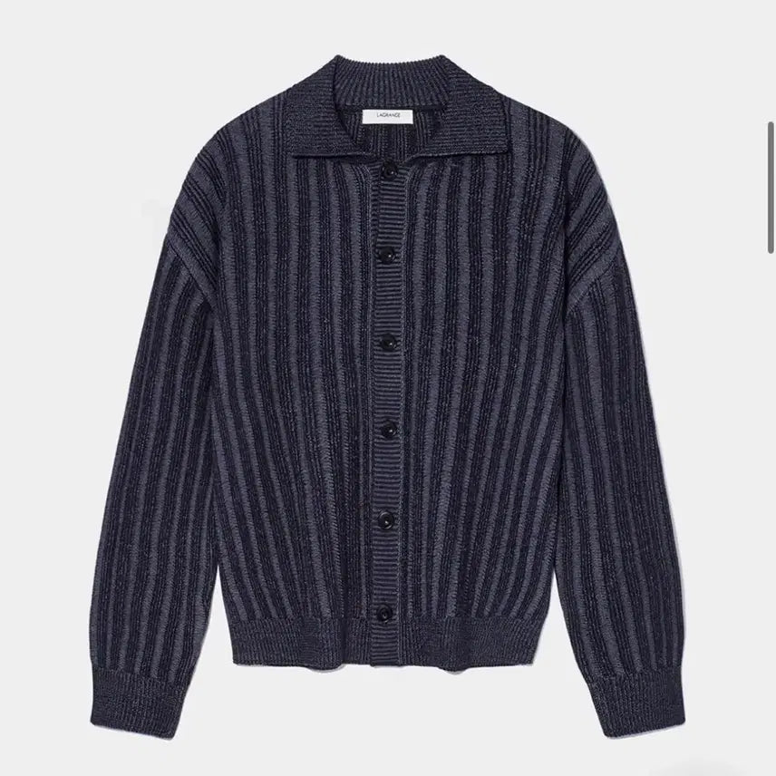 [BUNJANG] Lagrange Striped Knit Cardigan Navy M Size / 라그랑지 스트라이프 니트 가디건 네이비 M사이즈