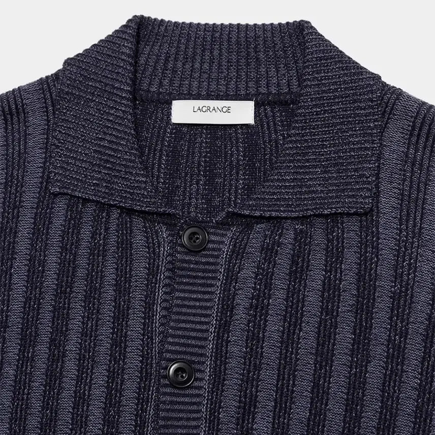 [BUNJANG] Lagrange Striped Knit Cardigan Navy M Size / 라그랑지 스트라이프 니트 가디건 네이비 M사이즈
