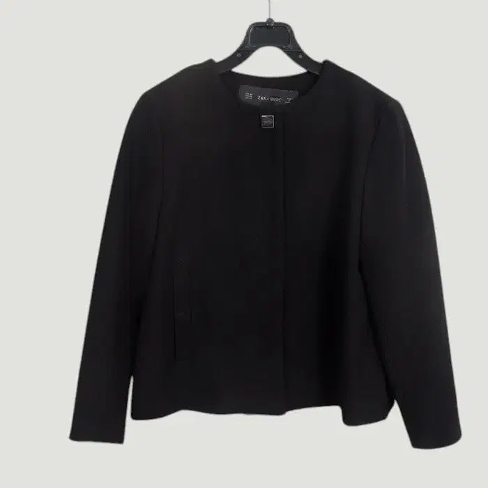 [BUNJANG] ZARA Simple Black No-Collar Jacket (XS) - Women&