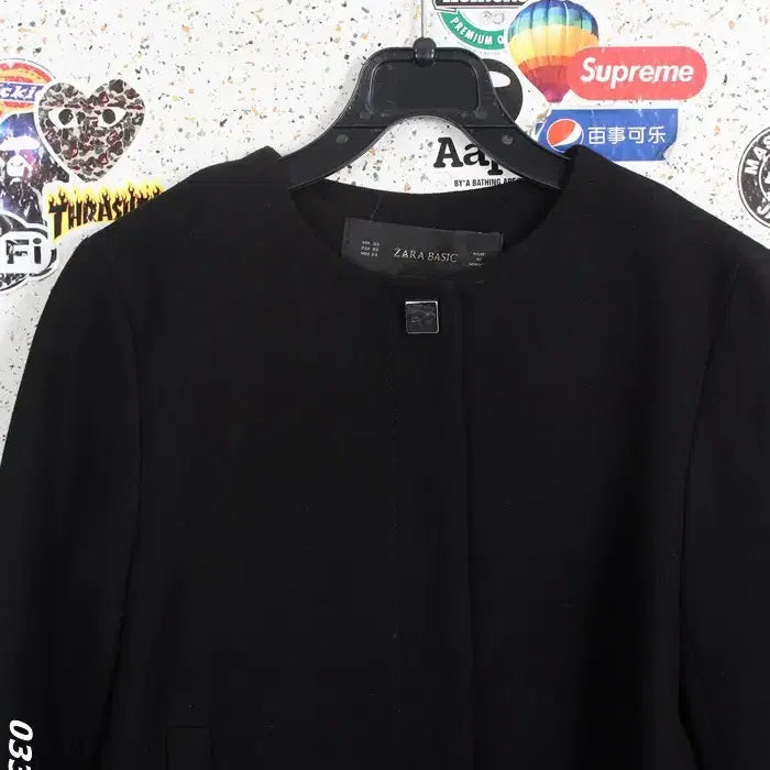 [BUNJANG] ZARA Simple Black No-Collar Jacket (XS) - Women&