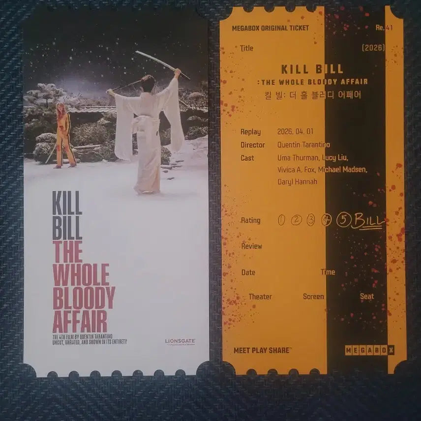 [BUNJANG] Kill Bill: The Whole Bloody Affair - Mega Original Ticket / 킬빌 더 홀 블러디 어페어 - 메가 오리지널티켓