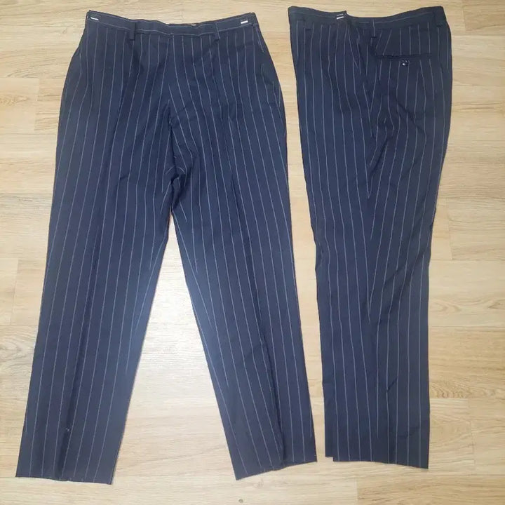 [BUNJANG] Navy Stripe Suit Trousers Set / 네이비 스트라이프 정장 바지 세트
