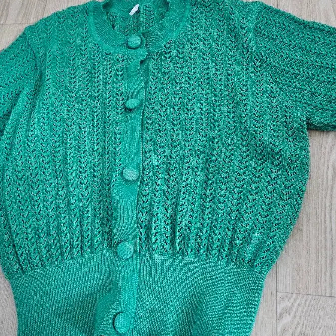 [BUNJANG] Plastic Island Ivory Cable Knit Cardigan / 플라스틱 아일랜드 아이보리 니트
