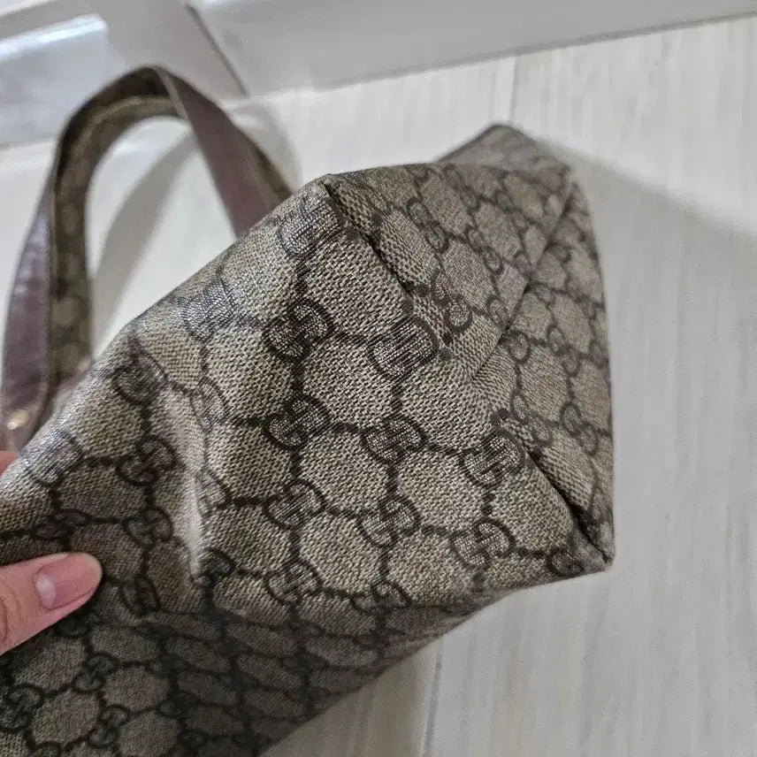[BUNJANG] Gucci GG Logo Leather Trimmed Pattern Shopper Bag / 급처) 구찌 GG로고 레더 트리밍 패턴 쇼퍼백 (정품 100%)