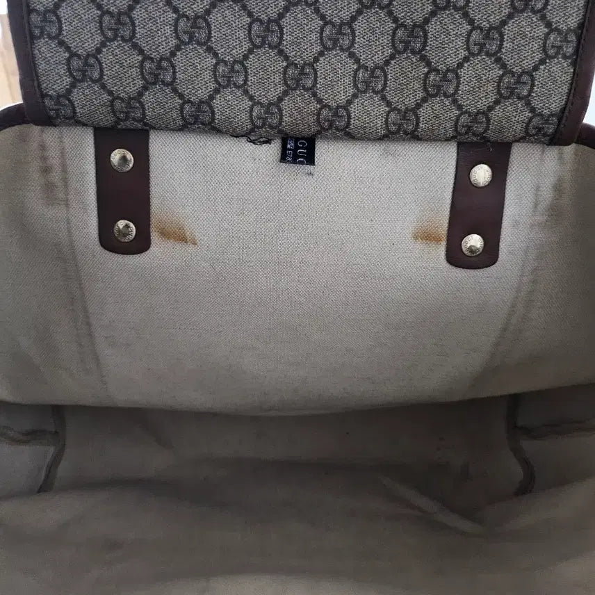 [BUNJANG] Gucci GG Logo Leather Trimmed Pattern Shopper Bag / 급처) 구찌 GG로고 레더 트리밍 패턴 쇼퍼백 (정품 100%)