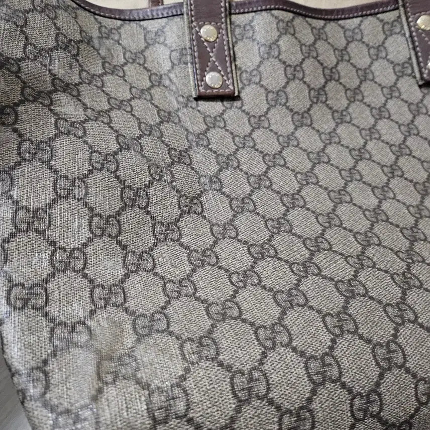 [BUNJANG] Gucci GG Logo Leather Trimmed Pattern Shopper Bag / 급처) 구찌 GG로고 레더 트리밍 패턴 쇼퍼백 (정품 100%)