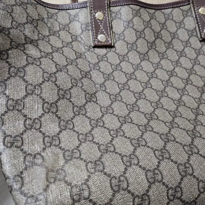 [BUNJANG] Gucci GG Logo Leather Trimmed Pattern Shopper Bag / 급처) 구찌 GG로고 레더 트리밍 패턴 쇼퍼백 (정품 100%)