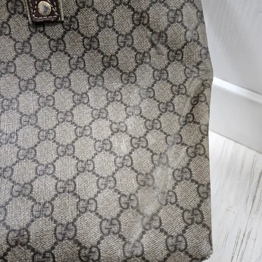 [BUNJANG] Gucci GG Logo Leather Trimmed Pattern Shopper Bag / 급처) 구찌 GG로고 레더 트리밍 패턴 쇼퍼백 (정품 100%)