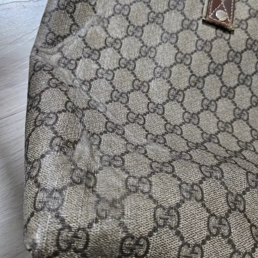 [BUNJANG] Gucci GG Logo Leather Trimmed Pattern Shopper Bag / 급처) 구찌 GG로고 레더 트리밍 패턴 쇼퍼백 (정품 100%)