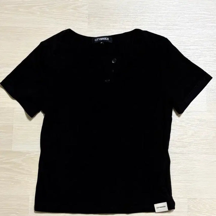 [BUNJANG] Citybreeze Essential Henley Neck Short Sleeve Black M / 시티브리즈 에센셜 헨리넥 반팔 블랙 M