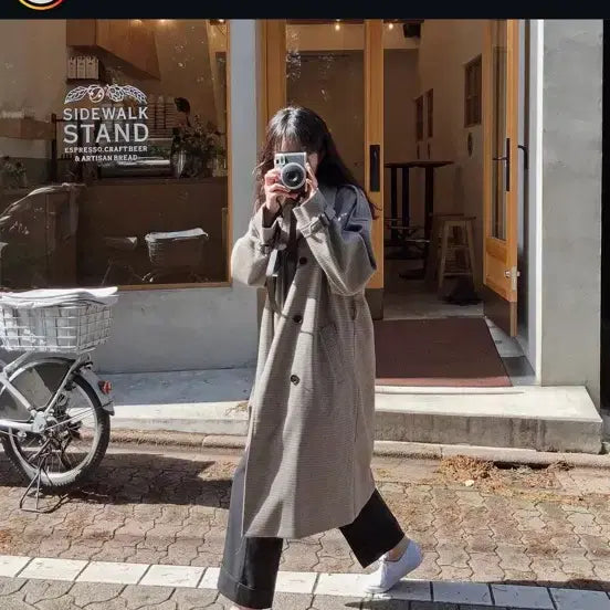 [BUNJANG] 98℃ Check Long Trench Coat / 98도씨 체크 롱 트렌치코트