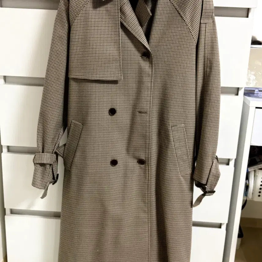 [BUNJANG] 98℃ Check Long Trench Coat / 98도씨 체크 롱 트렌치코트