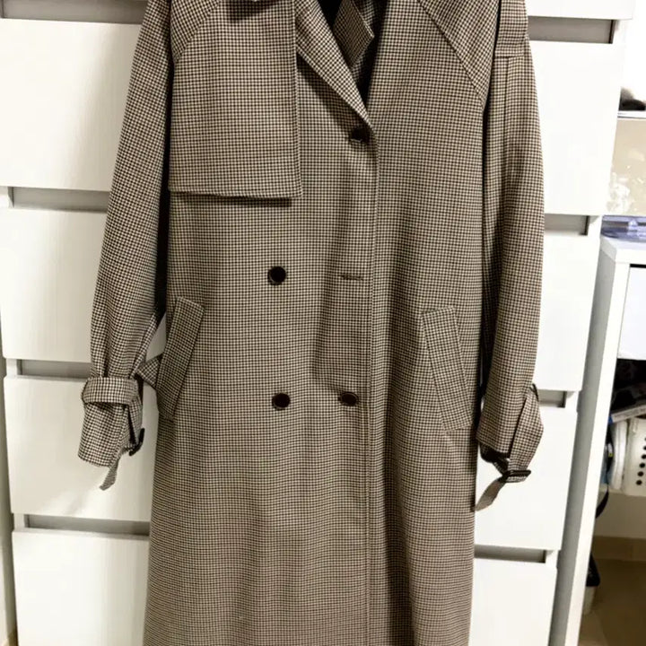 [BUNJANG] 98℃ Check Long Trench Coat / 98도씨 체크 롱 트렌치코트