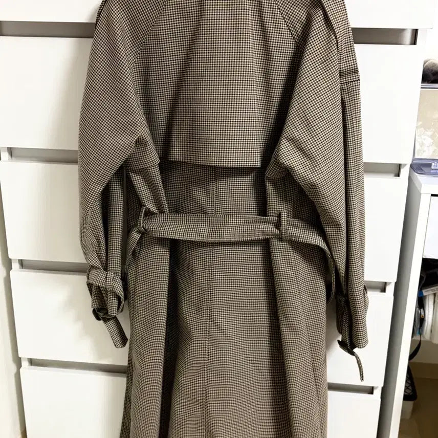 [BUNJANG] 98℃ Check Long Trench Coat / 98도씨 체크 롱 트렌치코트
